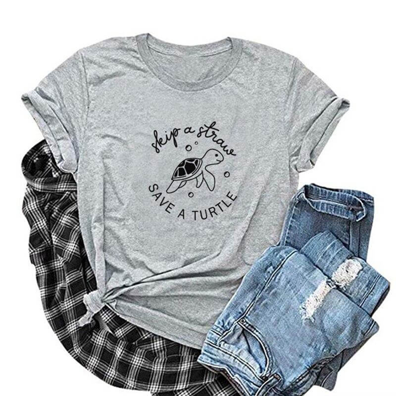 T Shirt Tortue modèle Bébé Marine Gris