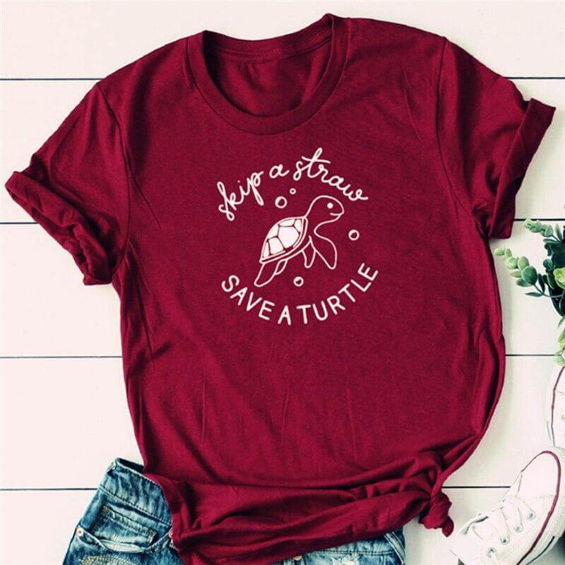 T Shirt Tortue modèle Bébé Marine Rouge