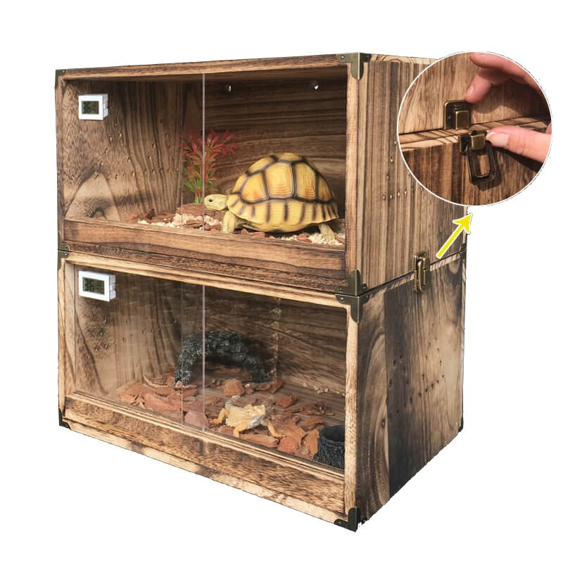 terrarium pour tortue et reptile en bois
